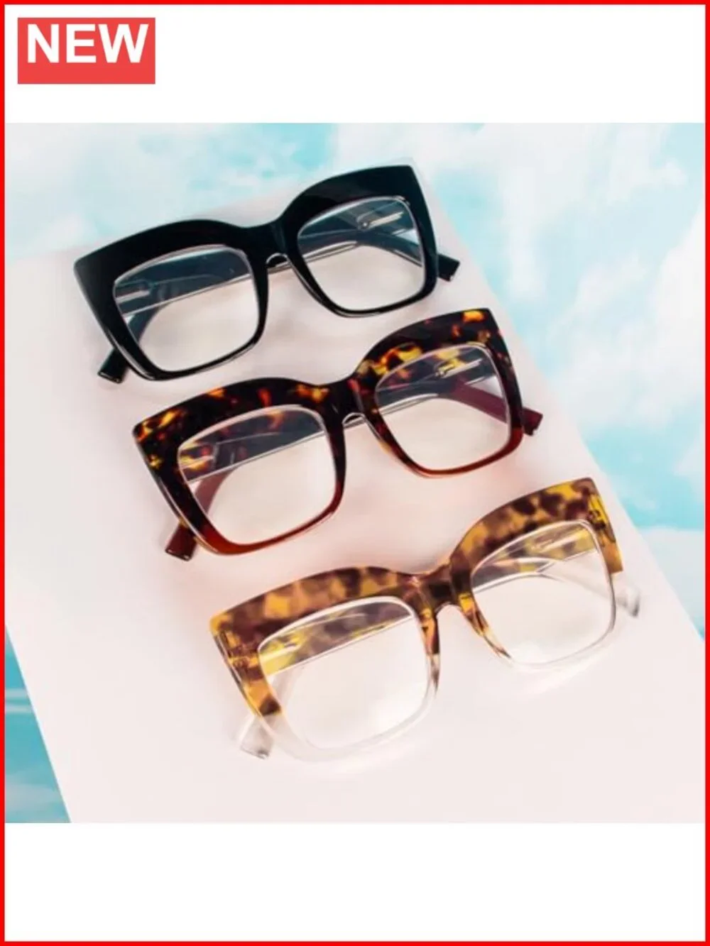 Oversized Reading Glasses for Women Blue Light Blocking 3 Pack Spring Hinge